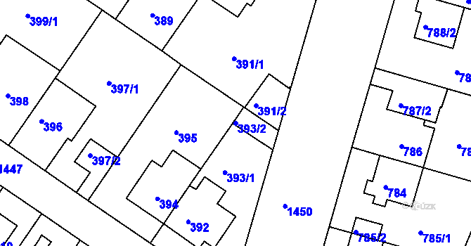 Parcela st. 393/2 v KÚ Jinonice, Katastrální mapa