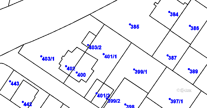 Parcela st. 401/1 v KÚ Jinonice, Katastrální mapa