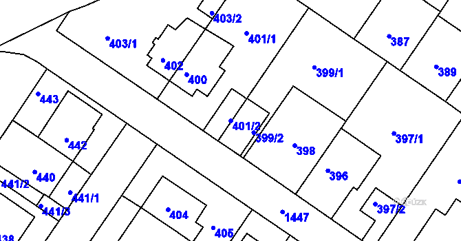 Parcela st. 401/2 v KÚ Jinonice, Katastrální mapa