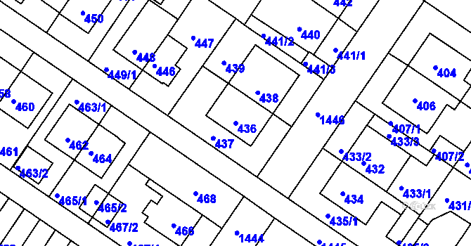 Parcela st. 436 v KÚ Jinonice, Katastrální mapa