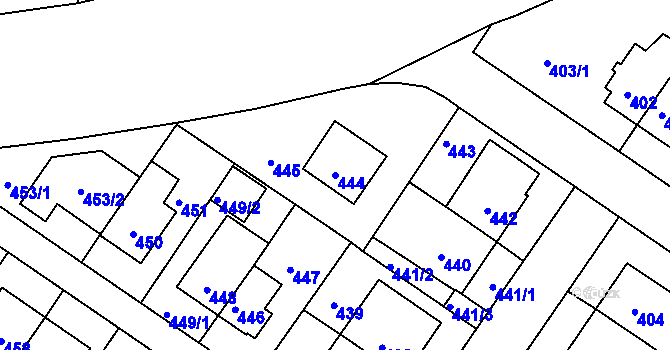 Parcela st. 444 v KÚ Jinonice, Katastrální mapa