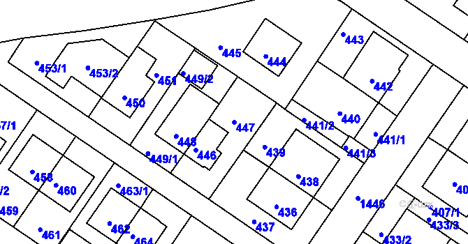 Parcela st. 447 v KÚ Jinonice, Katastrální mapa
