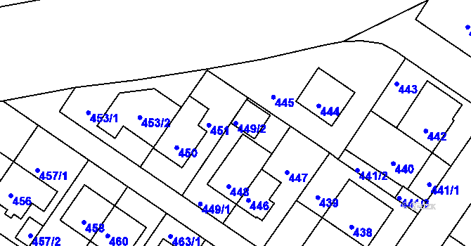 Parcela st. 449/2 v KÚ Jinonice, Katastrální mapa
