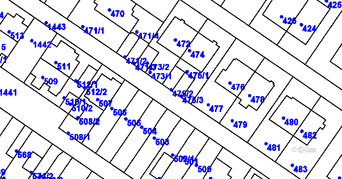 Parcela st. 475/2 v KÚ Jinonice, Katastrální mapa