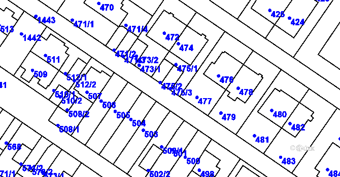 Parcela st. 475/3 v KÚ Jinonice, Katastrální mapa