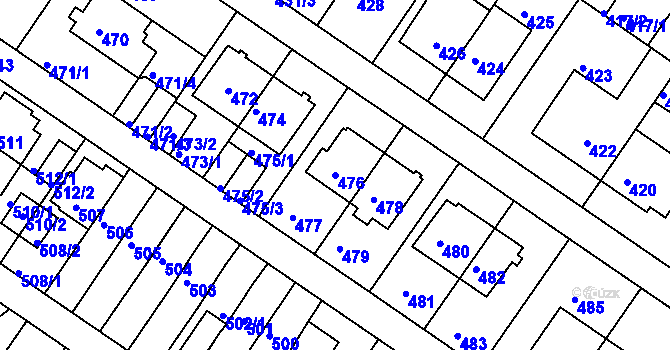 Parcela st. 476 v KÚ Jinonice, Katastrální mapa