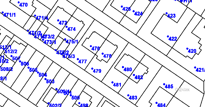 Parcela st. 478 v KÚ Jinonice, Katastrální mapa