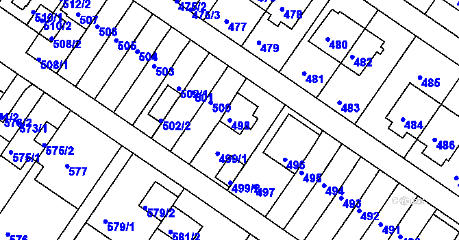Parcela st. 498 v KÚ Jinonice, Katastrální mapa