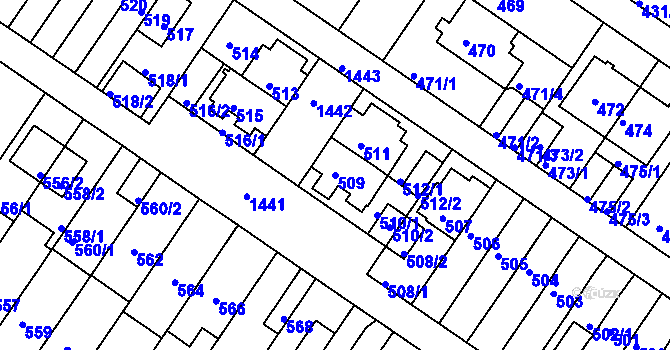Parcela st. 509 v KÚ Jinonice, Katastrální mapa