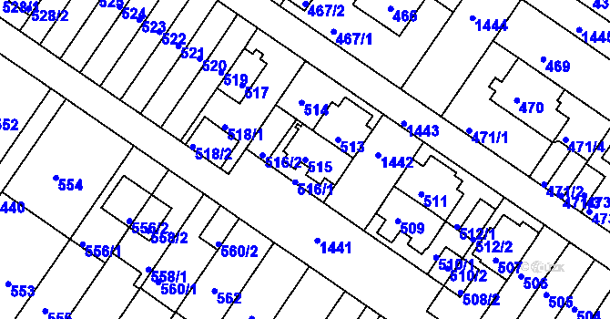 Parcela st. 515 v KÚ Jinonice, Katastrální mapa