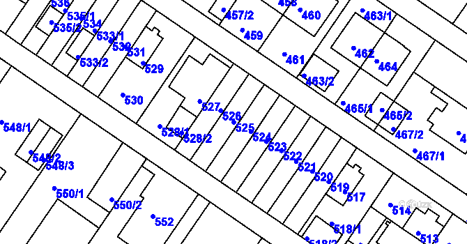 Parcela st. 525 v KÚ Jinonice, Katastrální mapa