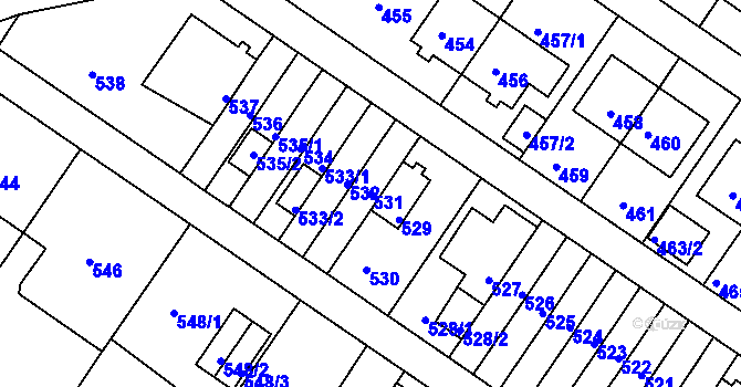Parcela st. 531 v KÚ Jinonice, Katastrální mapa