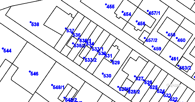 Parcela st. 532 v KÚ Jinonice, Katastrální mapa