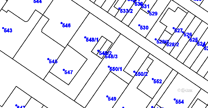 Parcela st. 548/3 v KÚ Jinonice, Katastrální mapa