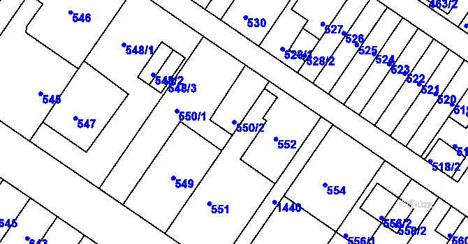 Parcela st. 550/2 v KÚ Jinonice, Katastrální mapa