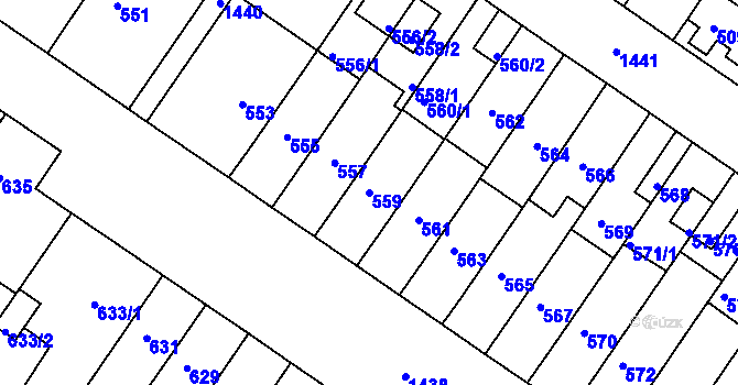 Parcela st. 559 v KÚ Jinonice, Katastrální mapa