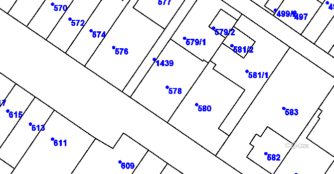 Parcela st. 578 v KÚ Jinonice, Katastrální mapa