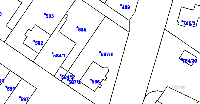 Parcela st. 587/1 v KÚ Jinonice, Katastrální mapa