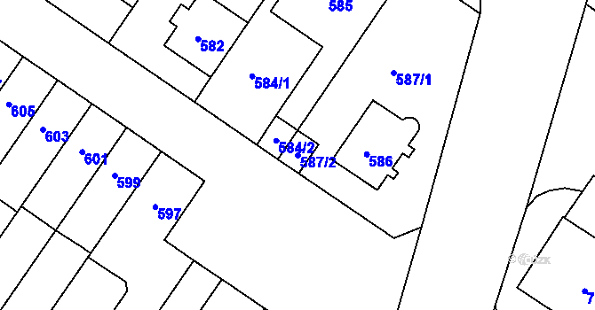 Parcela st. 587/2 v KÚ Jinonice, Katastrální mapa