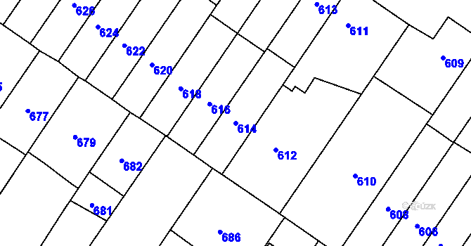 Parcela st. 614 v KÚ Jinonice, Katastrální mapa
