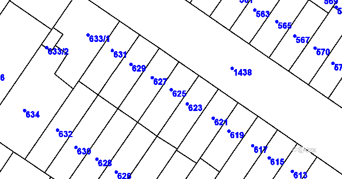 Parcela st. 625 v KÚ Jinonice, Katastrální mapa