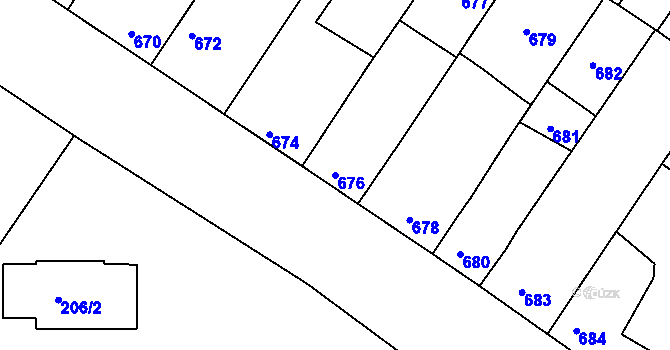 Parcela st. 676 v KÚ Jinonice, Katastrální mapa