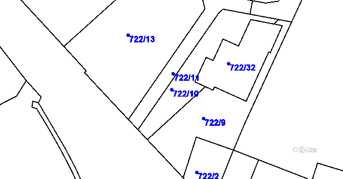 Parcela st. 722/10 v KÚ Jinonice, Katastrální mapa