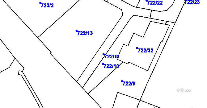 Parcela st. 722/11 v KÚ Jinonice, Katastrální mapa