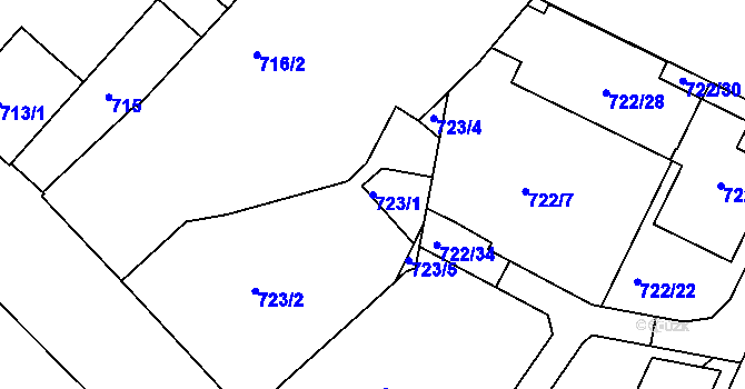 Parcela st. 723/1 v KÚ Jinonice, Katastrální mapa