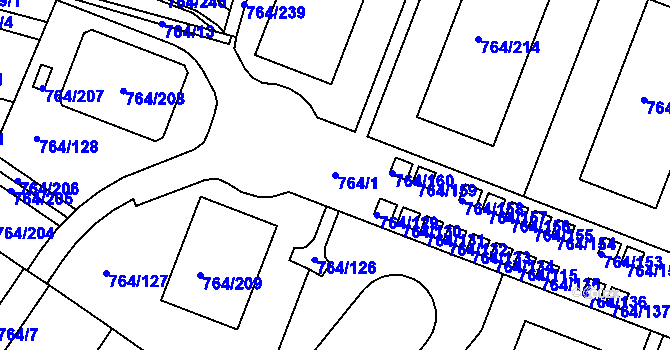Parcela st. 764/1 v KÚ Jinonice, Katastrální mapa