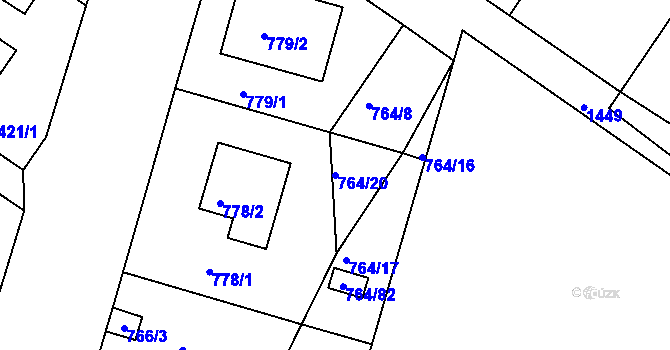 Parcela st. 764/20 v KÚ Jinonice, Katastrální mapa