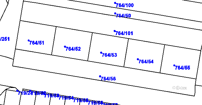 Parcela st. 764/53 v KÚ Jinonice, Katastrální mapa
