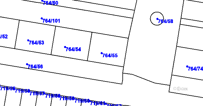 Parcela st. 764/55 v KÚ Jinonice, Katastrální mapa