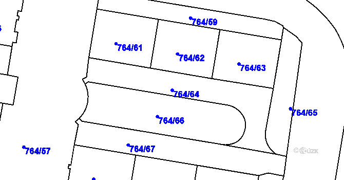 Parcela st. 764/64 v KÚ Jinonice, Katastrální mapa