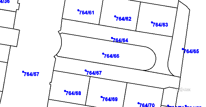 Parcela st. 764/66 v KÚ Jinonice, Katastrální mapa