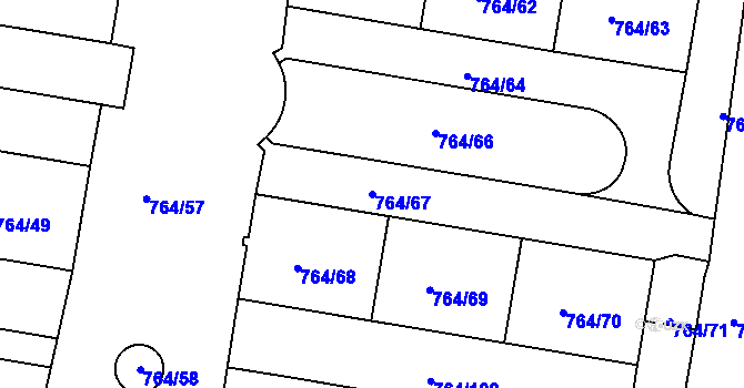 Parcela st. 764/67 v KÚ Jinonice, Katastrální mapa