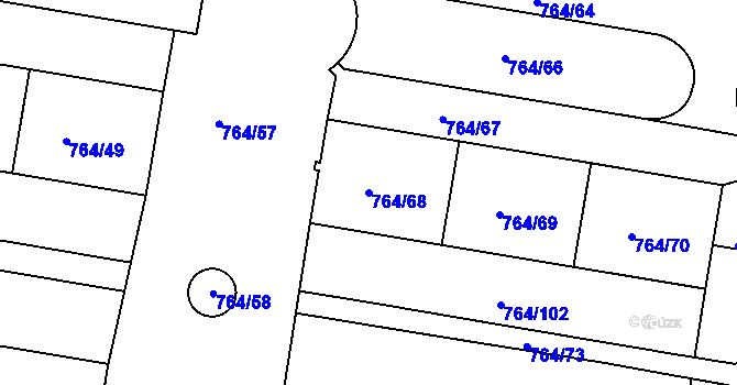 Parcela st. 764/68 v KÚ Jinonice, Katastrální mapa