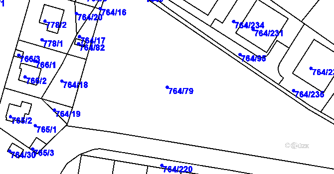 Parcela st. 764/79 v KÚ Jinonice, Katastrální mapa