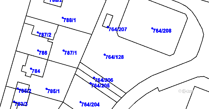 Parcela st. 764/128 v KÚ Jinonice, Katastrální mapa