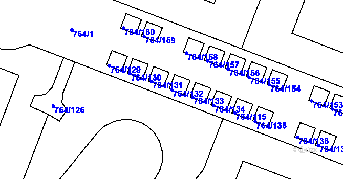 Parcela st. 764/132 v KÚ Jinonice, Katastrální mapa