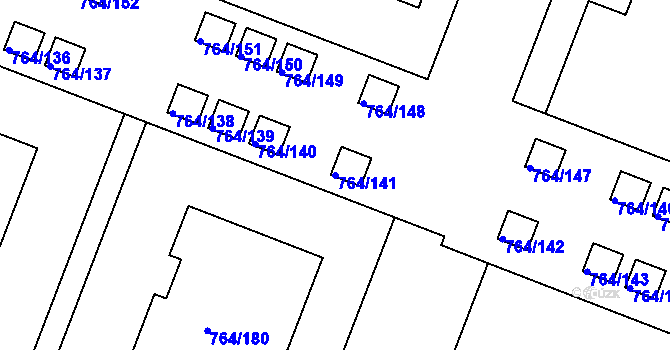 Parcela st. 764/141 v KÚ Jinonice, Katastrální mapa