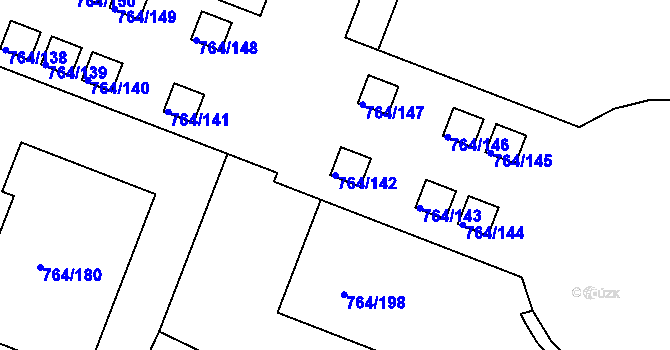 Parcela st. 764/142 v KÚ Jinonice, Katastrální mapa