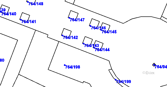 Parcela st. 764/143 v KÚ Jinonice, Katastrální mapa