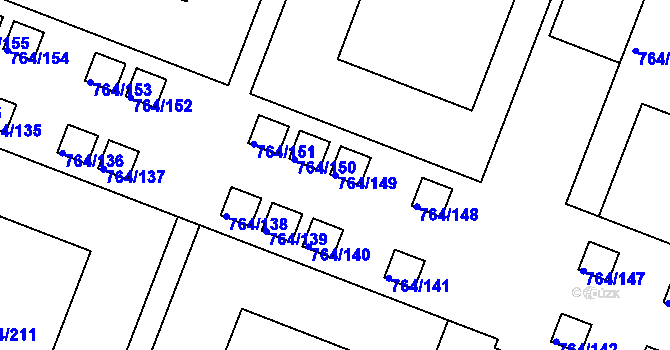 Parcela st. 764/149 v KÚ Jinonice, Katastrální mapa