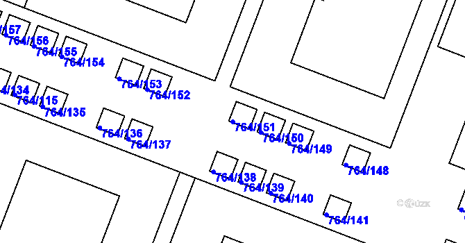Parcela st. 764/151 v KÚ Jinonice, Katastrální mapa