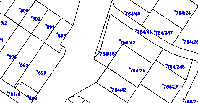 Parcela st. 764/167 v KÚ Jinonice, Katastrální mapa