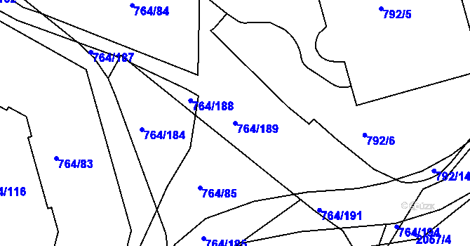 Parcela st. 764/189 v KÚ Jinonice, Katastrální mapa