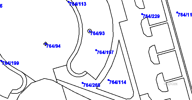 Parcela st. 764/197 v KÚ Jinonice, Katastrální mapa
