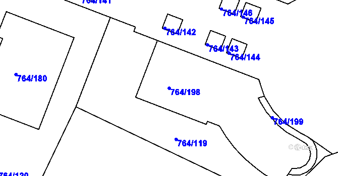 Parcela st. 764/198 v KÚ Jinonice, Katastrální mapa