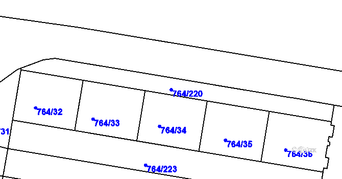 Parcela st. 764/220 v KÚ Jinonice, Katastrální mapa